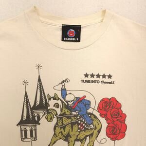 Channel 5 Casual Graphic Short Sleeve Crew Neck Shirt Mens Size Large L White